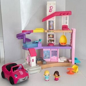 Fisher-Price Little People Barbie DreamHouse & Car Playset Music Lights Sounds